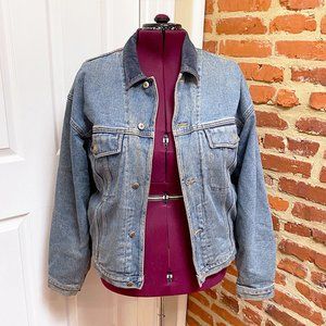Unisex Authentic Vintage 1990s Banana Republic Wool Lined Distressed Jean Jacket